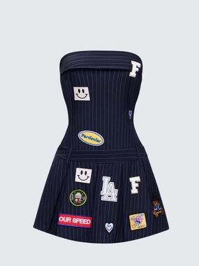 Finesse Teagan Navy Pinstripe Mini Dress size Medium